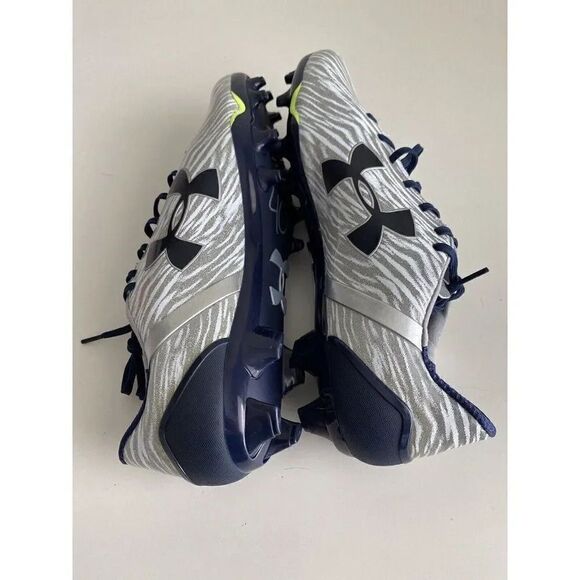 UNDER ARMOUR UA SPOTLIGHT Low Football Cleats Blue Sliver Tiger Stripes Sz 13.5 - Picture 6 of 8
